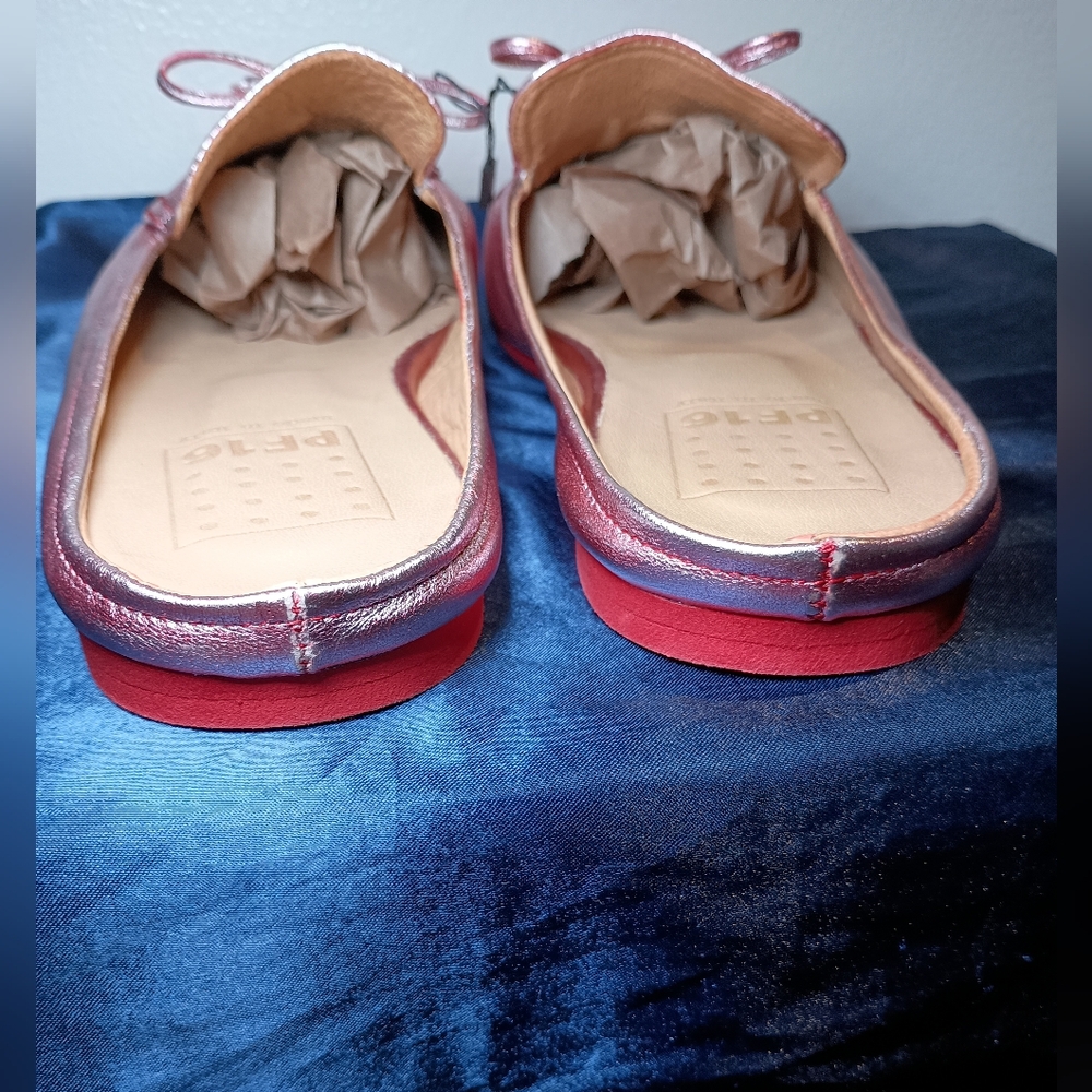 Italian Pink Metallic Leather Loafer Slides – EU 39 (US 8.5) - Picture 6 of 12